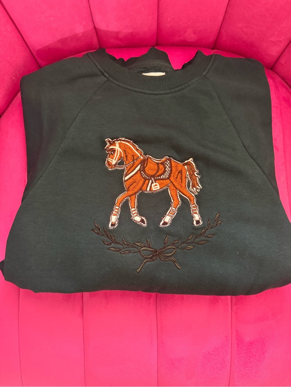Maeve Dark Sweatshirt with Embroidered Brown Horse